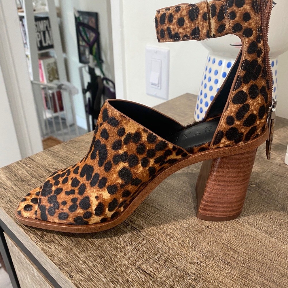 1.State Faen Genuine Calf Hair Block Heel Sandal